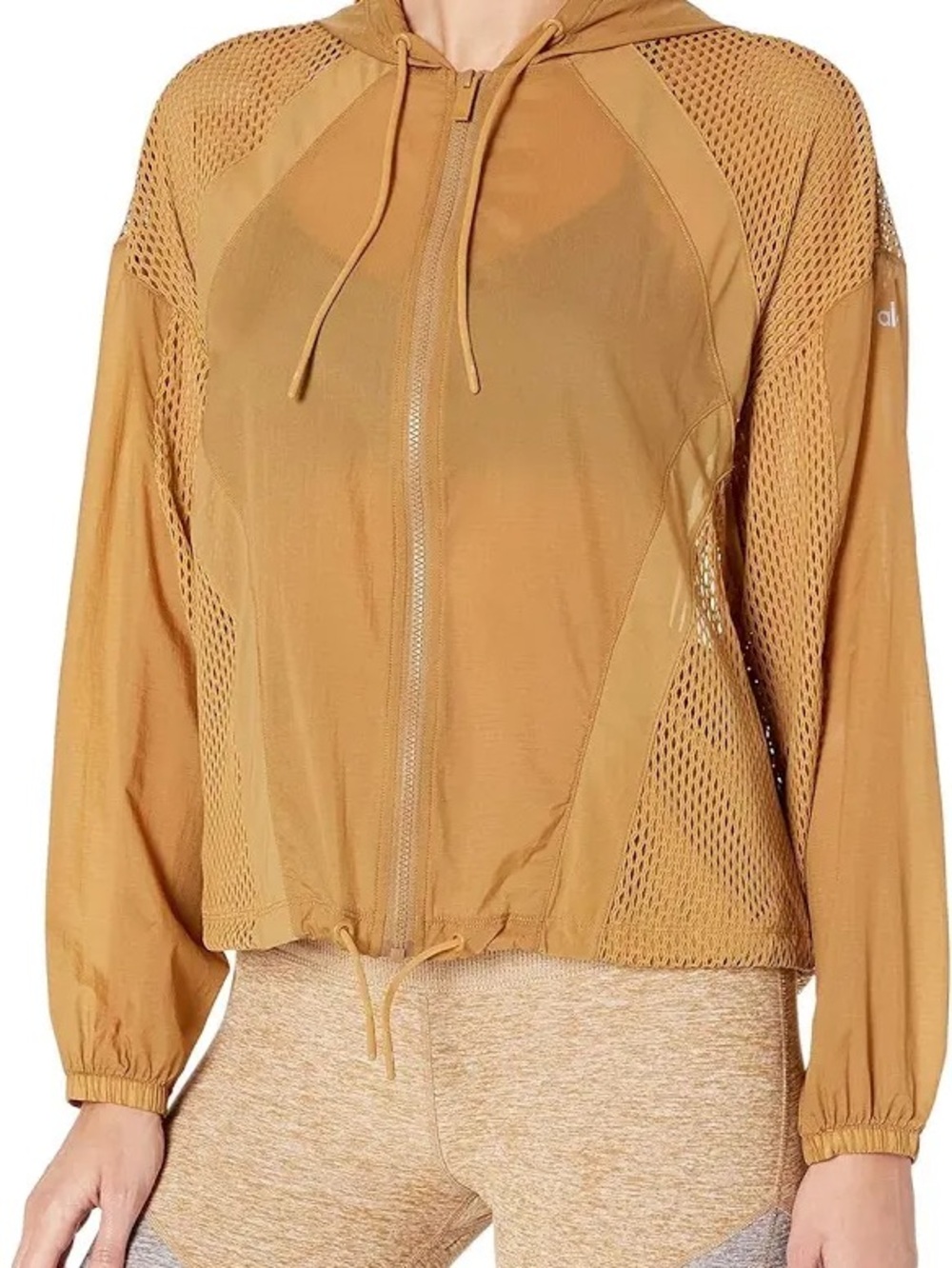 Alo Yoga Women's Feature Mesh Hooded Jacket yellow